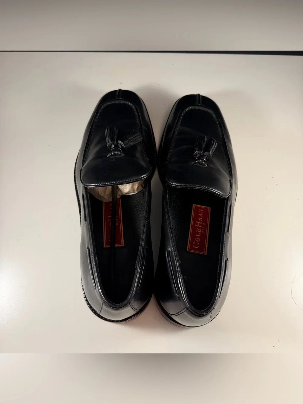 Cole Haan City Mens Black Leather Tassel Loafers- Size 10.5 C- New No Box (Read)